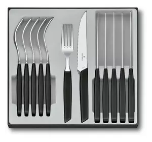 Набор кухонный Victorinox Swiss Modern Table Set 12шт с черн. ручкой (6 ножей steak, 6 вилок)