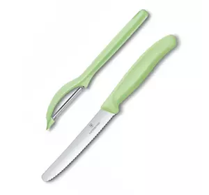 Набор кухонный Victorinox SwissClassic Paring Set 2шт с св.зел. ручкой (нож, овощечистка Universal) (GB)