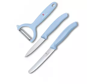 Набор кухонный Victorinox SwissClassic Paring Set 3шт с голуб. ручкой (2 ножа, овощечистка Tomato and Kiwi) (G