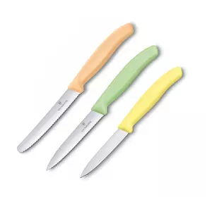 Набор кухонный Victorinox SwissClassic Paring Set 3 ножа с желт/св.зел/св.оранж. ручкой (8,10,11см) (GB)