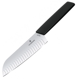 ДубльКухонный нож Victorinox Swiss Modern Santoku 17см рифл. с черн. ручкой (блистер)