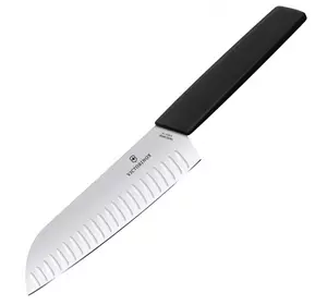 ДубльКухонный нож Victorinox Swiss Modern Santoku 17см рифл. с черн. ручкой (блистер)